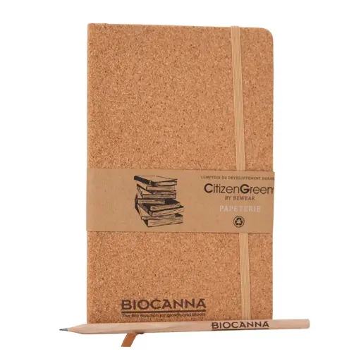 Notitieboekje BIOCANNA - omslag kurk + potlood